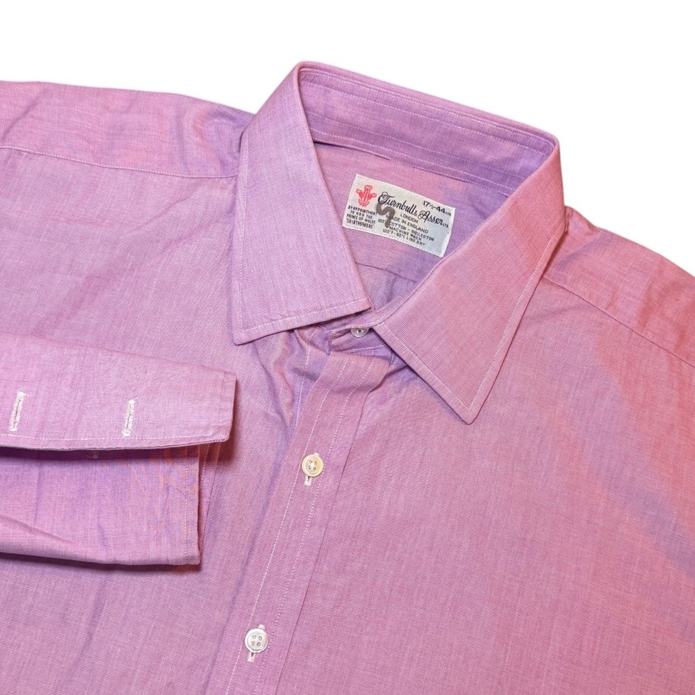 Turnbull & Asser Mens 17.5/44 Purple Micro Stripe Dress Shirt Made in England